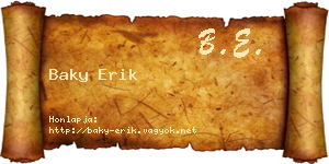 Baky Erik névjegykártya